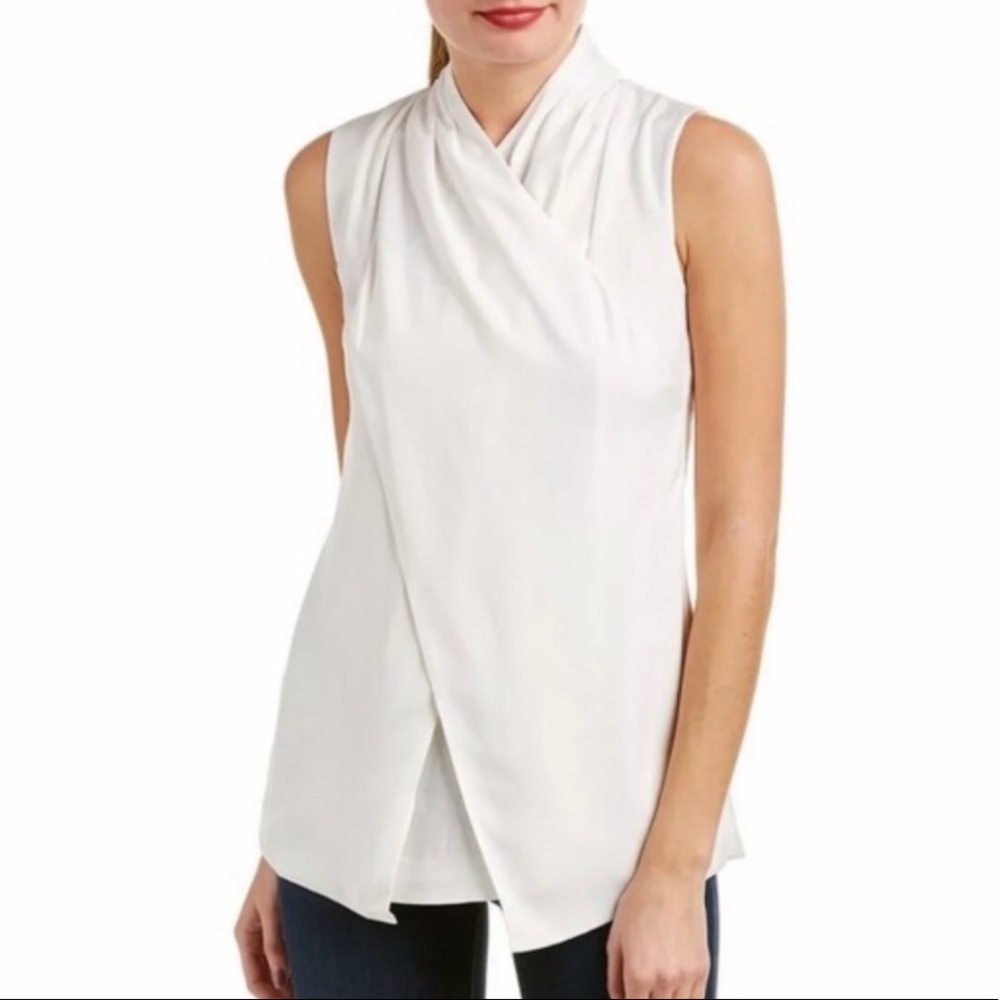 CABI #3259 White Wraparound Sleeveless Blouse